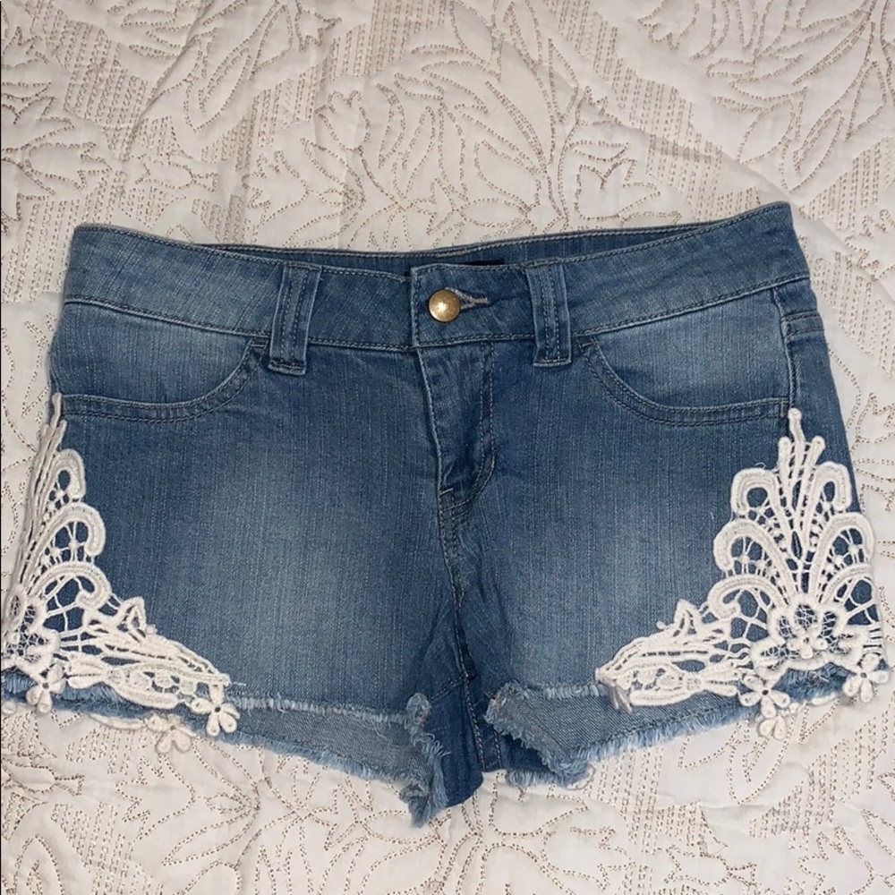 🌟 Forever 21 Festival Lace Trim Jean Shorts